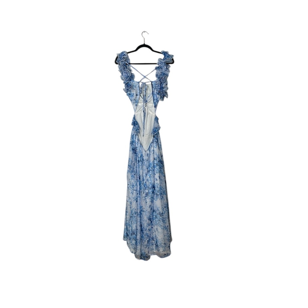 Petal & Pup Lucah Frill Shoulder Maxi Dress Blue NWT - Picture 5 of 9